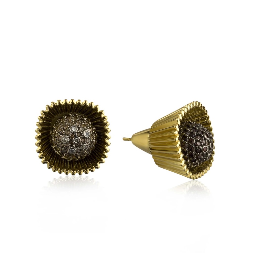 nOir Jewelry Gold Truffle Statement Post Earrings